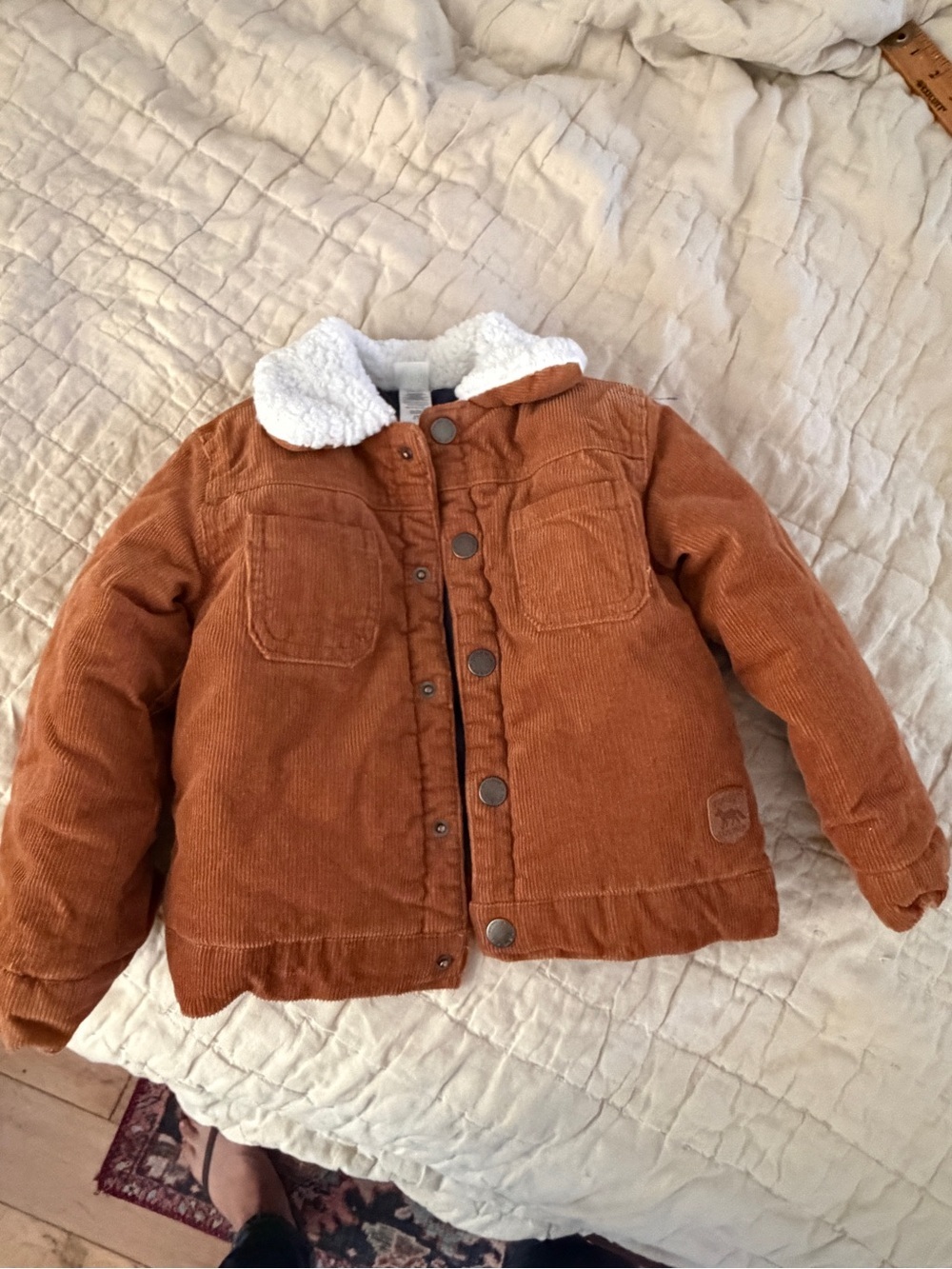 Kids Corduroy Sherpa-Lined Jacket - Brown